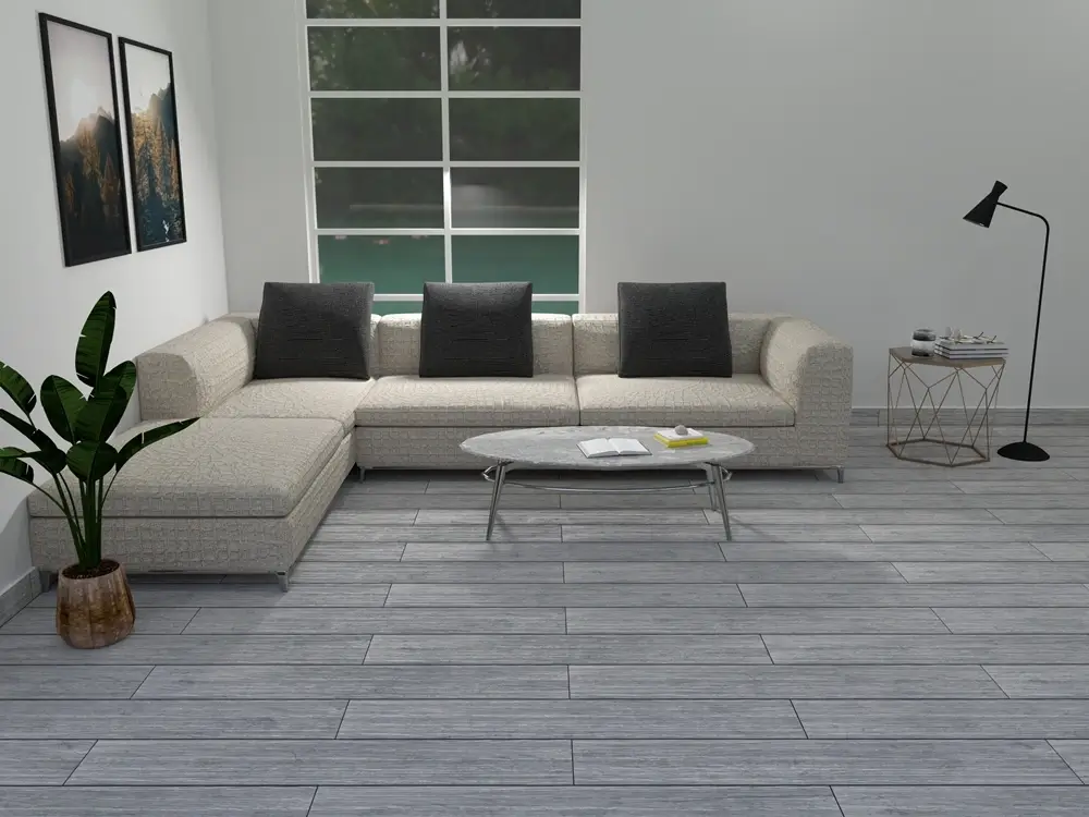 Wood-look porcelain plank tiles